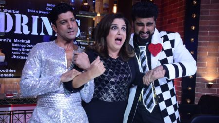 Farhan Akhtar and Arjun Kapoor on Farah Khan’s show Lip Sing Battle