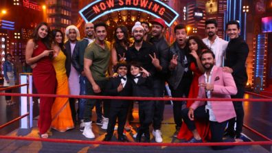 Fukrey Returns team, Guru Randhawa, Nora and Ravi Kishen on the sets of Colors’ Entertainment Ki Raat