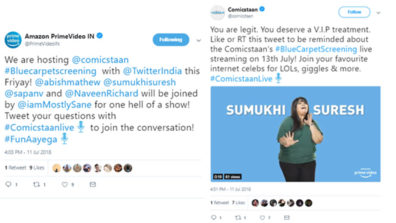 Amazon Prime Video & Twitter to Livestream Q&A with Comicstaan cast