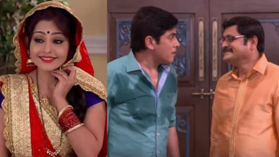 Angoori hides her face from Tiwari and Vibhuti in Bhabhiji Ghar Par Hai