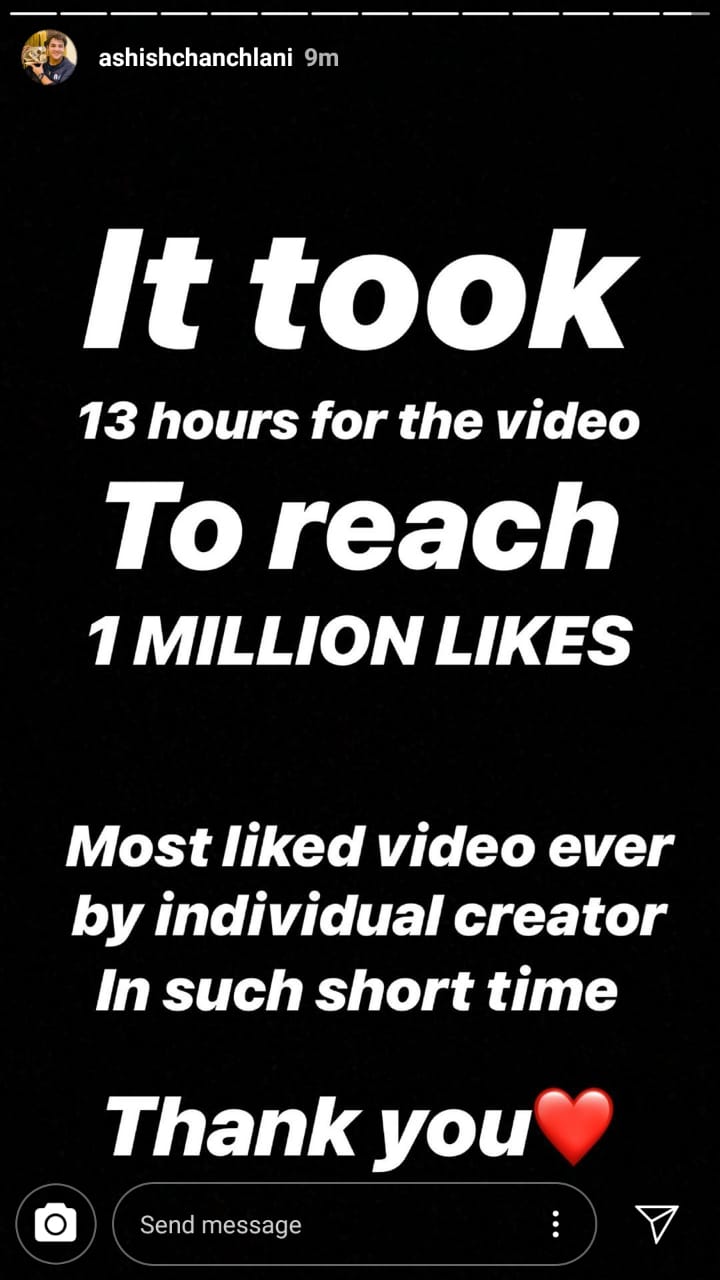 Ashish Chanchlani video hits 1 million likes in just 13 hours 2