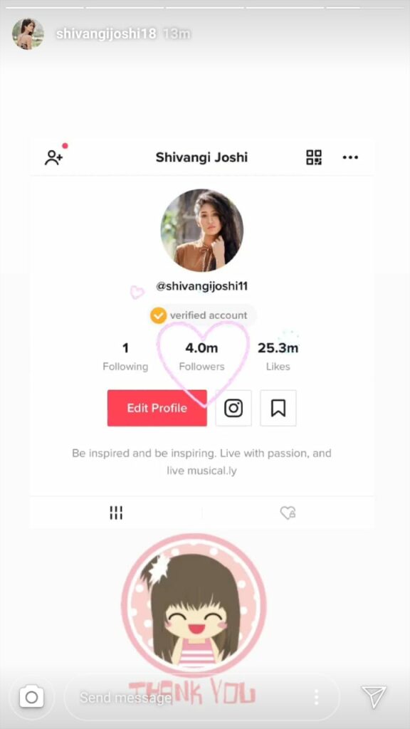 Shivangi Joshi hits 4 million followers on TikTok