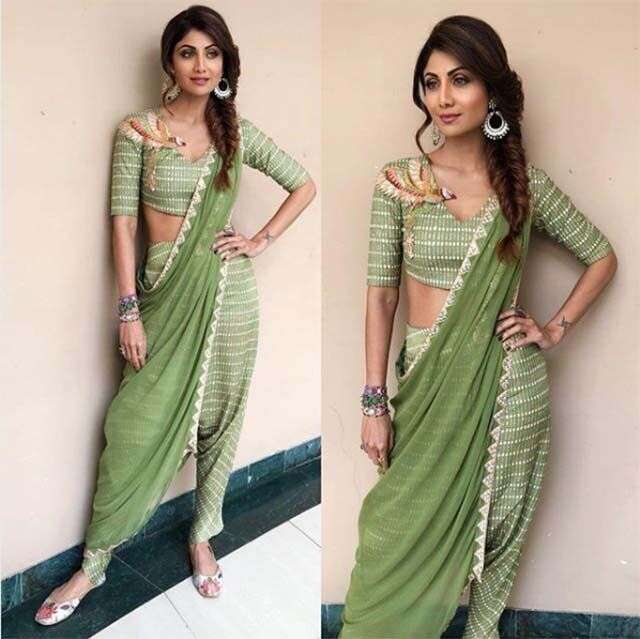 Shilpa Shetty gives saree style a stylish twist! - 5