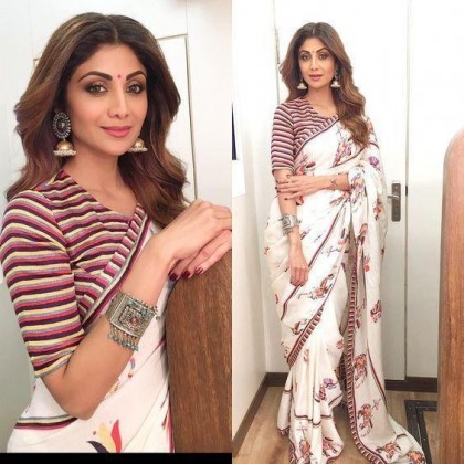 Shilpa Shetty gives saree style a stylish twist! - 6