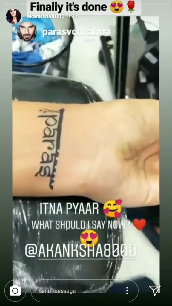 Akanksha Puri gets beau Paras Chhabra's name inked on her hand