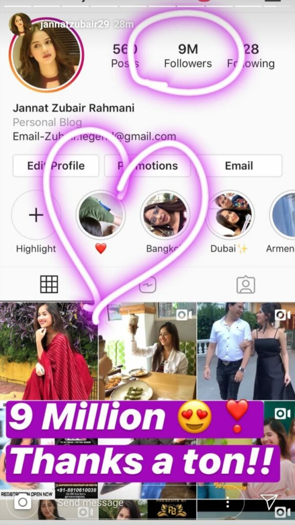 TikTok star Jannat Zubair Rahmani hits 9 million followers on Instagram