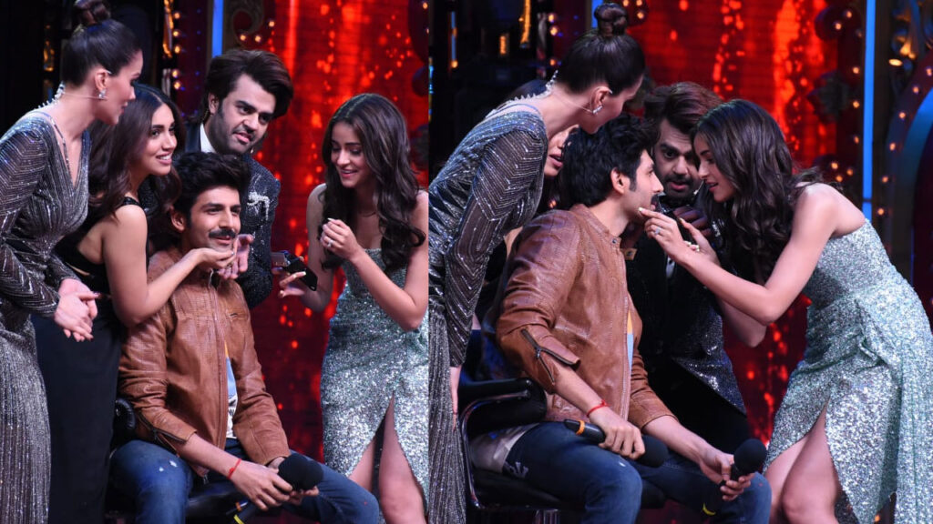 Ananya Panday shaves Kartik Aaryan's moustache on the sets of Nach Baliye 9