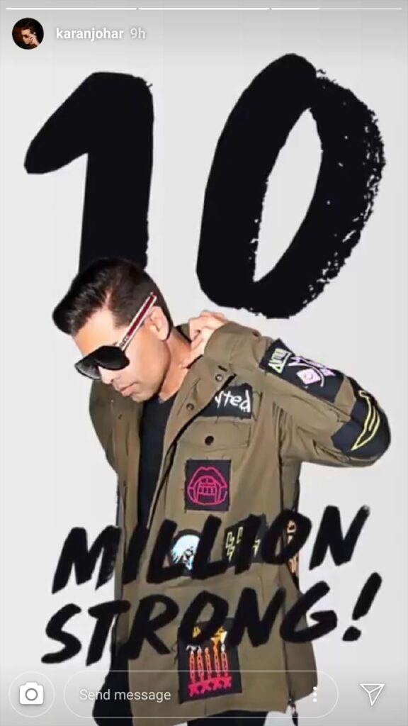 Karan Johar touches the 10 Million mark