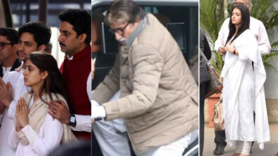 Karan Johar, Aishwarya Rai Bachchan, Rishi Kapoor, Abhishek Bachchan and Amitabh Bachchan arrive for Ritu Nanda’s funeral