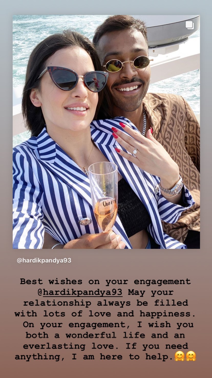 Urvashi Rautela congratulates Hardik Pandya on his engagement