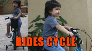 Cuteness alert: Taimur Ali Khan goes for a bicycle ride