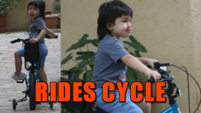 Cuteness alert: Taimur Ali Khan goes for a bicycle ride