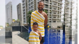 Shikhar Dhawan’s cute towel dance and pose with his adorable son