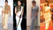 Ideas to Enhance simple saree look to a designer level by taking inspiration from the draping styles of Aishwarya Rai, Anushka Sharma, Priyanka Chopra, and Kareena Kapoor.