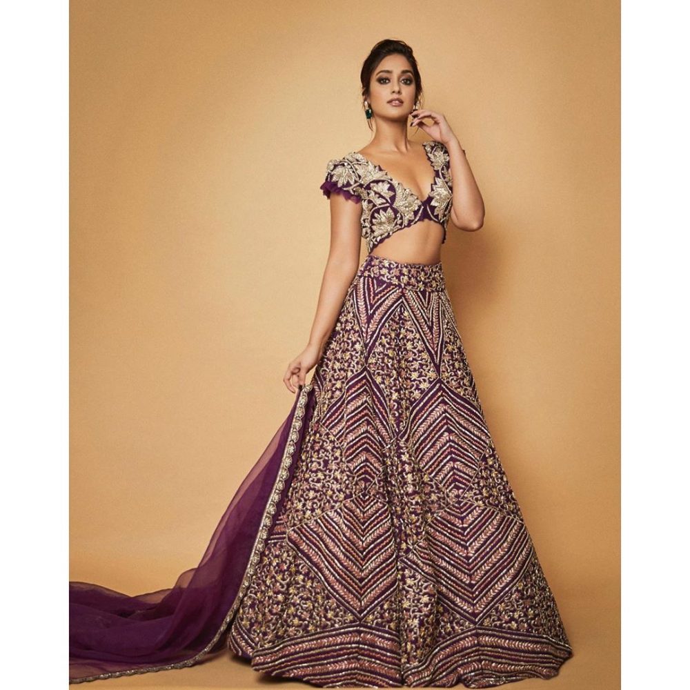 Ileana D’Cruz looks intense in a purple lehenga set with zardozi embroidery, see pics inside! - 0