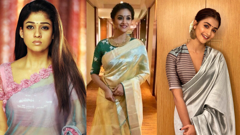 Nayanthara, Pooja Hegde And Keerthy Suresh sizzle in this shimmer saree 3
