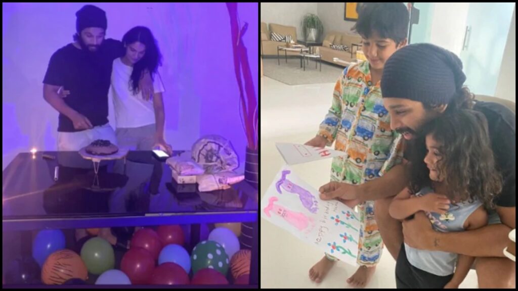 Quarantine Celebration: How Allu Arjun cut the birthday cake with wife Sneha and kids