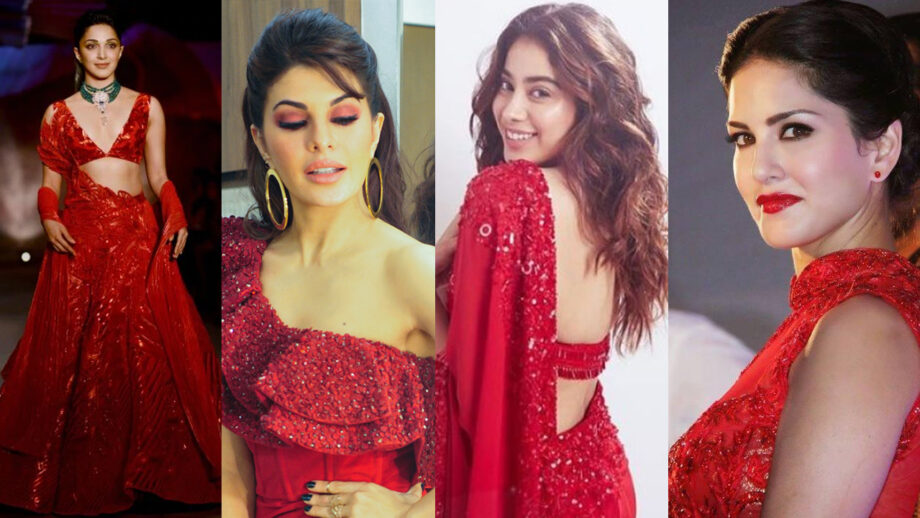 Silhouette Delight: How Kiara Advani, Jacqueline Fernandez, Janhvi Kapoor, and Sunny Leone stun in red