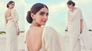 Sonam Kapoor in white saree with long silk blouse gives us fashion goals without a doubt!