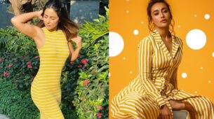 Surbhi Jyoti Vs Hina Khan in a yellow striped outfit: Who wore it better?