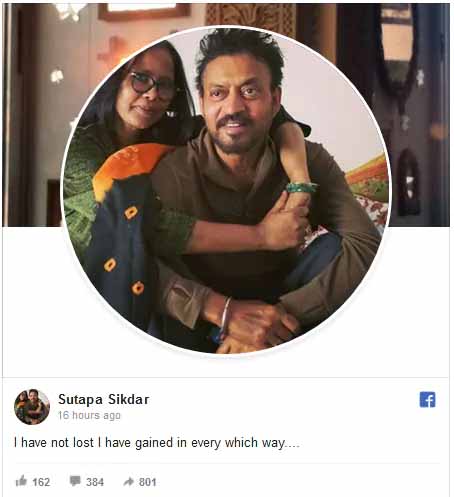 Read Now: Emotional and heartfelt message of Irrfan Khan's wife Sutapa Sikdar