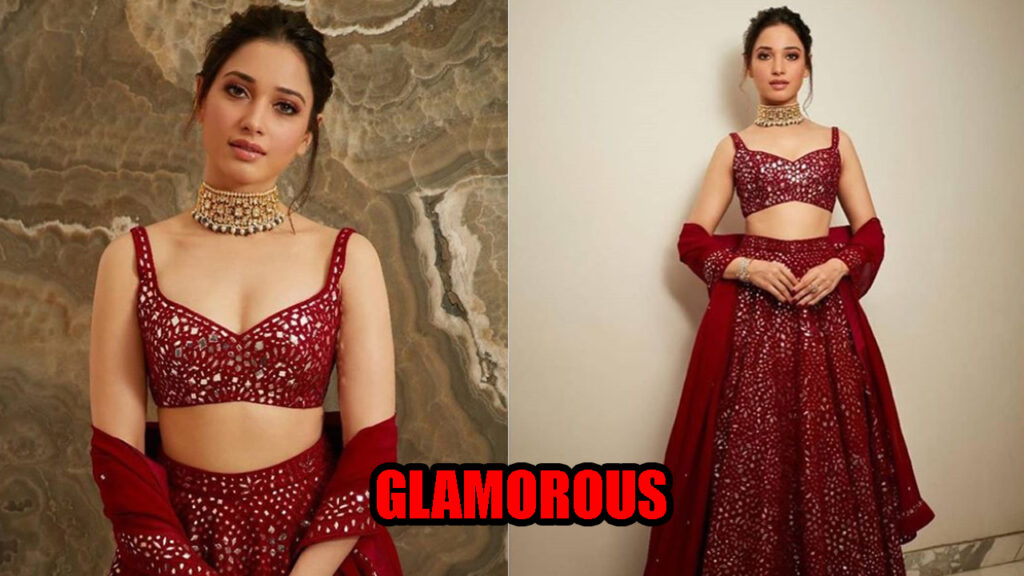 Tammanah Bhatia Looks Ravishing In Glimmering Mirror Work Lehenga, Check Pics