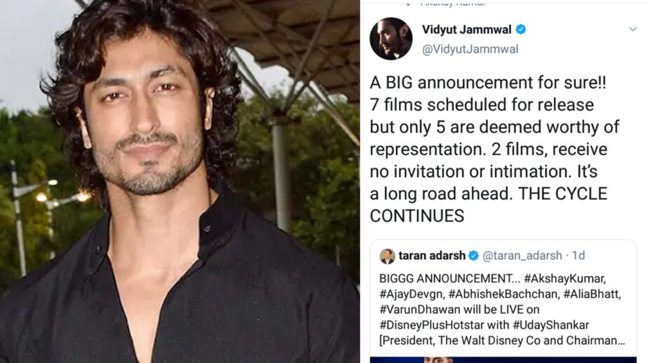 2 films received no invitation or intimation: Vidyut Jammwal hints at biased Disney Hotstar Multiplex launch