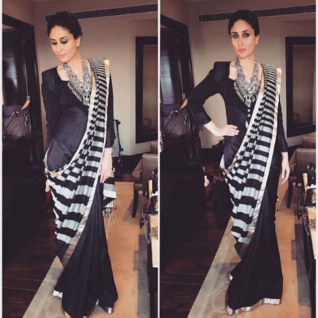 Anushka Sharma, Kareena Kapoor and Priyanka Chopra Know How To Wear Sarees With Long Blouses - 9