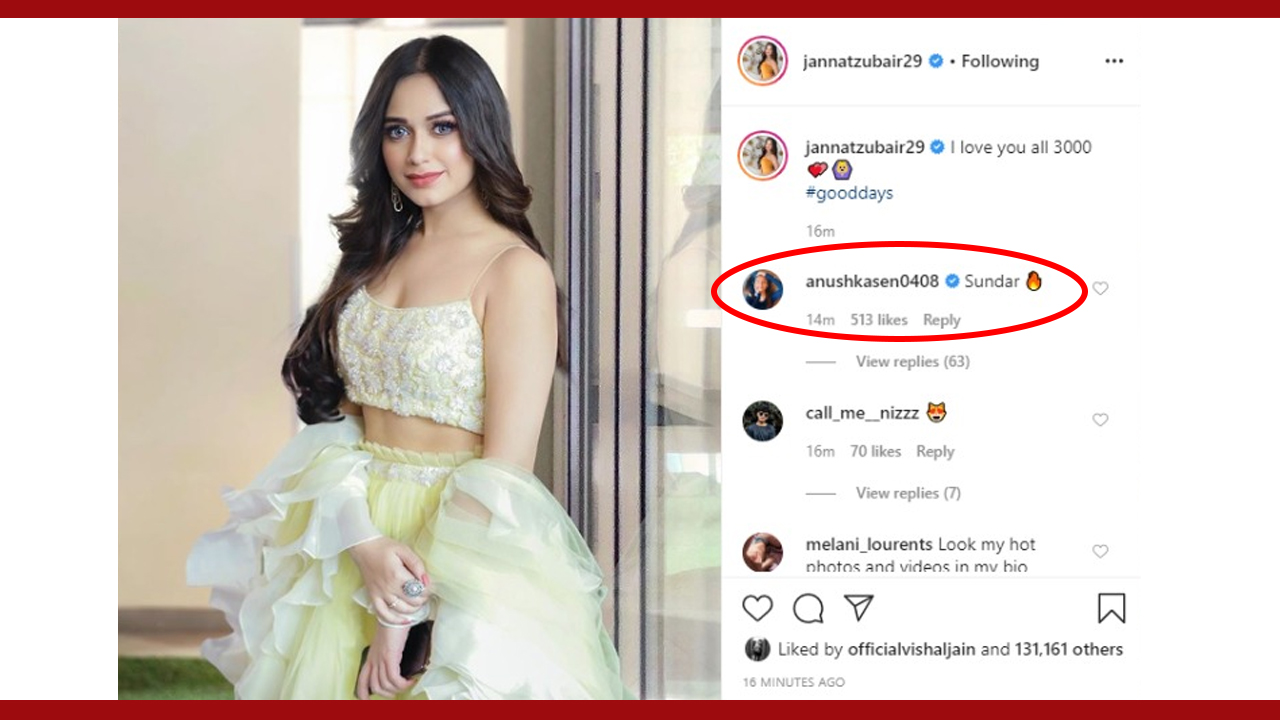 Jannat Zubair posts gorgeous picture, says “I Love You All 3000”, Anushka Sen comments “sundar” 1