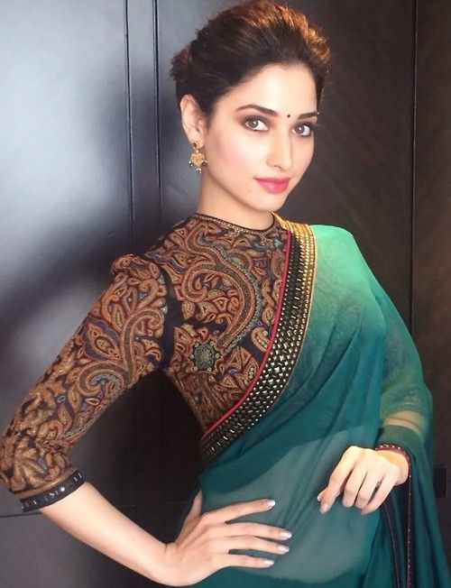 Tamannaah Bhatia, Kajal Aggarwal, and Keerthy Suresh know how to wear sarees with long blouses - 0