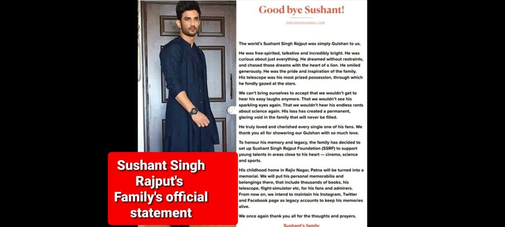 We can't bring ourselves to accept that we woundn't get to hear his easy laughs anymore: Sushant Singh Rajput's family's official statement 1