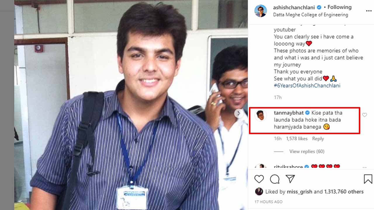 Ashish Chanchlani shares throwback picture, Tanmay Bhat comments 'Kise pata tha launda bada hoke itna bada haramjy*** banega'