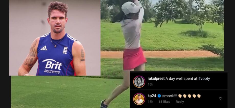 Rakul Preet Singh tries her hand at playing golf, England cricketer Kevin Pietersen comments 'smack'