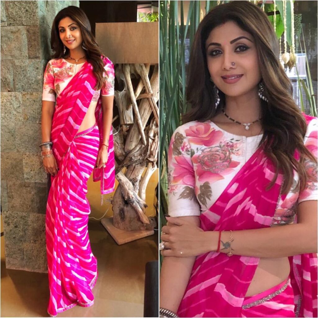 Shilpa Shetty, Juhi Chawla, Madhuri Dixit In Satin Silk Saree To Make Every Occasion Special - 7