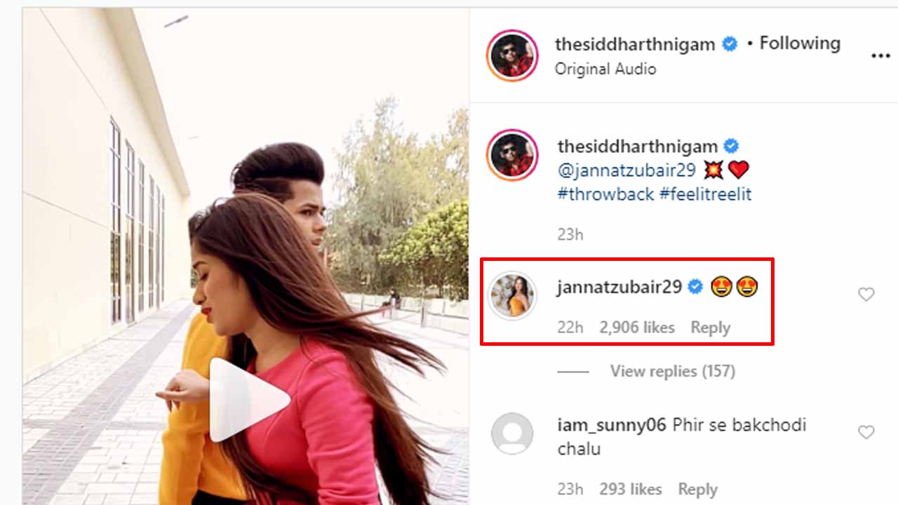 Siddharth Nigam posts romantic video with Jannat Zubair, Jannat shows love with ‘heart eyes’ emoji