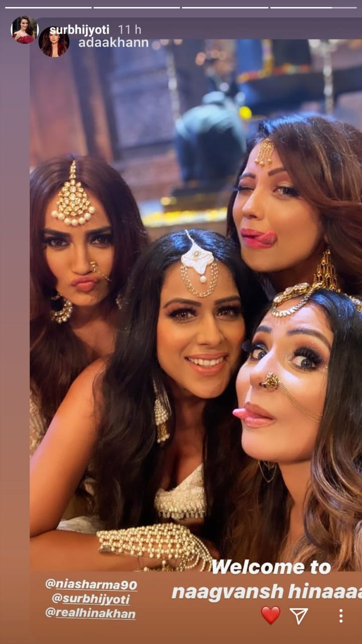 Surbhi Jyoti, Nia Sharma and Adaa Kha give Hina Khan a warm welcome to Naagvansh