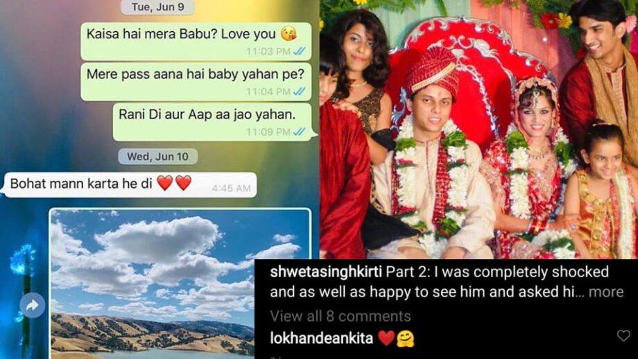 Sushant Singh Rajput's sister Shweta Singh Kirti pens down a heartfelt post, ex-girlfriend Ankita Lokhande comments