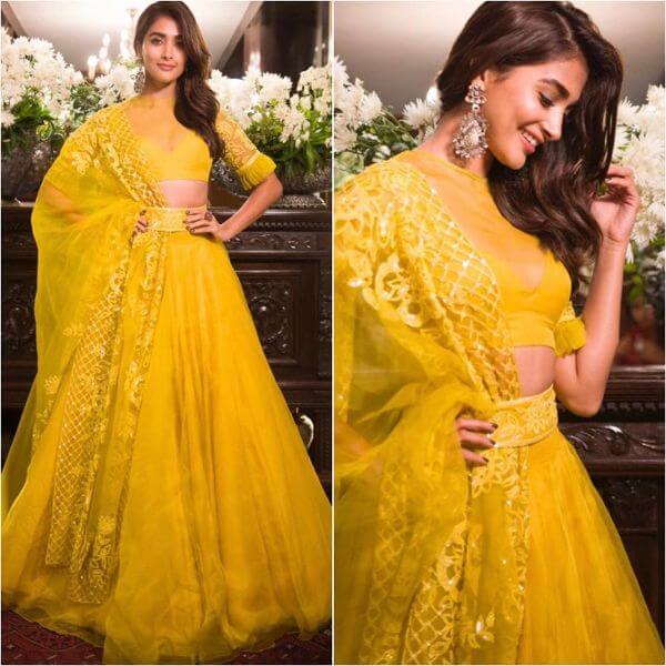 Pooja Hegde, Samantha Akkineni, Shruti Haasan: Stylish Lehenga Dupatta Draping Styles For You To Pick From - 0