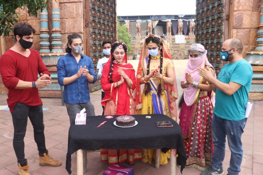 [Unseen Pictures]: Mallika Singh cuts birthday cake on RadhaKrishn sets, Sumedh Mudgalkar cheers for her - 3