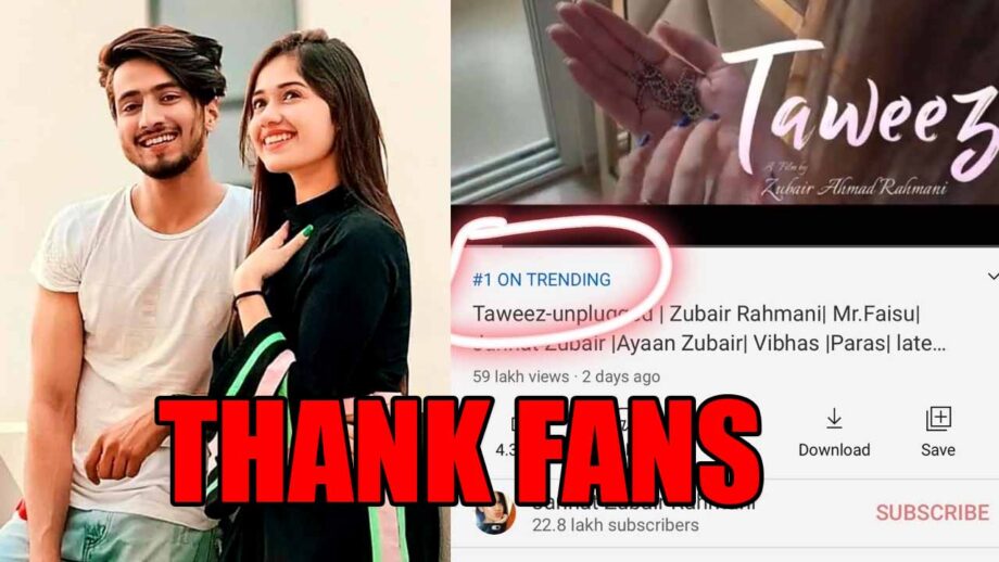 Jannat Zubair and Faisu's new song Taweez trends on 1, Jannat thanks fans 1