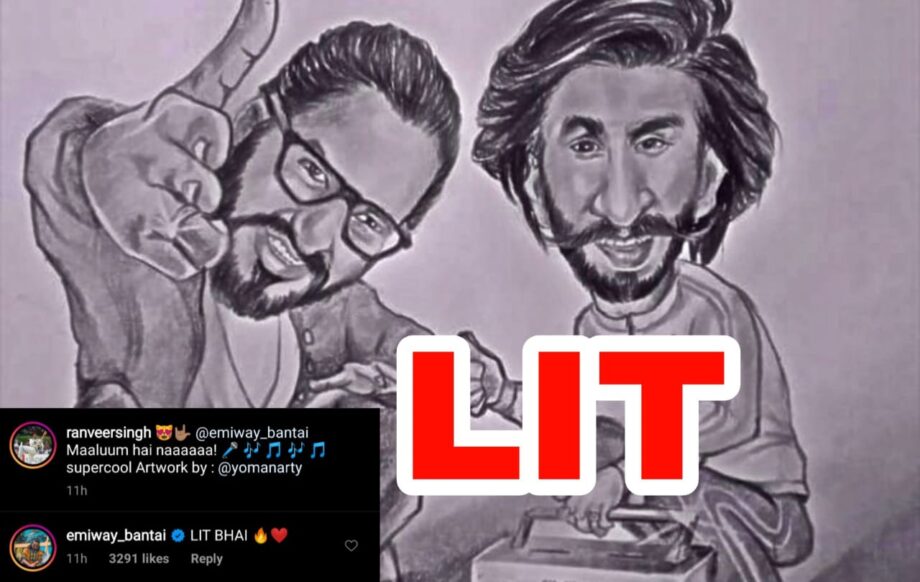 Ranveer Singh shares supercool artwork of him and Emiway Bantai, rapper comments 'LIT BHAI'