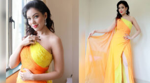 [In Pics] Munmun Dutta aka Babita looks stunning in a yellow dress, her red lips mesmerize