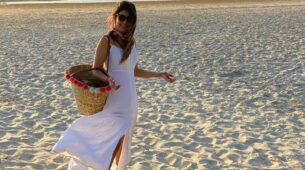 Kaisi Yeh Yaarian’s Niti Taylor enjoys on the beach wearing a white dress