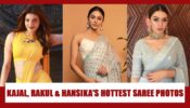 Kajal Aggarwal, Rakul Preet Singh, & Hansika Motwani hot saree photos that went VIRAL