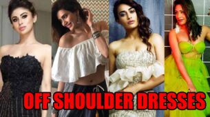 Naagin fame Mouni Roy, Karishma Tanna, Surbhi Jyoti, Surbhi Chandna stunning off shoulder dress look