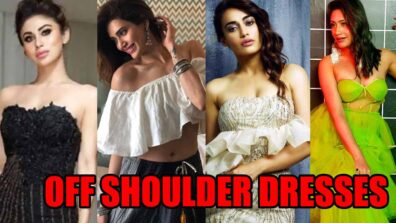 Naagin fame Mouni Roy, Karishma Tanna, Surbhi Jyoti, Surbhi Chandna stunning off shoulder dress look