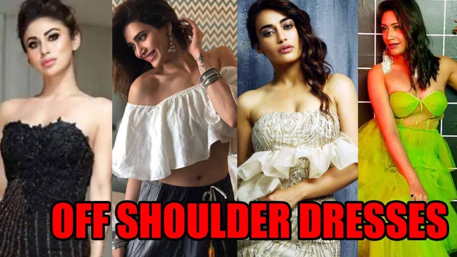 Naagin fame Mouni Roy, Karishma Tanna, Surbhi Jyoti, Surbhi Chandna stunning off shoulder dress look