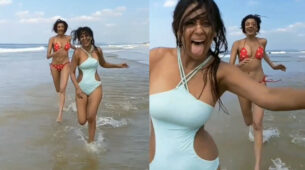 [Bikini Beach Running Video] Naagin fame Nia Sharma and Achint Kaur run on water wearing a bikini