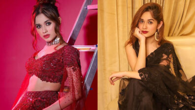 Jannat Zubair In Black Saree or Red Lehenga: The Best Embellished Shimmer Net Outfit