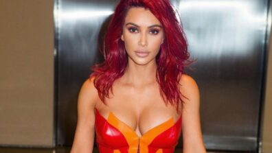 Red Hot: Kim Kardashian’s latest strapless red shimmery outfit will make you feel the heat